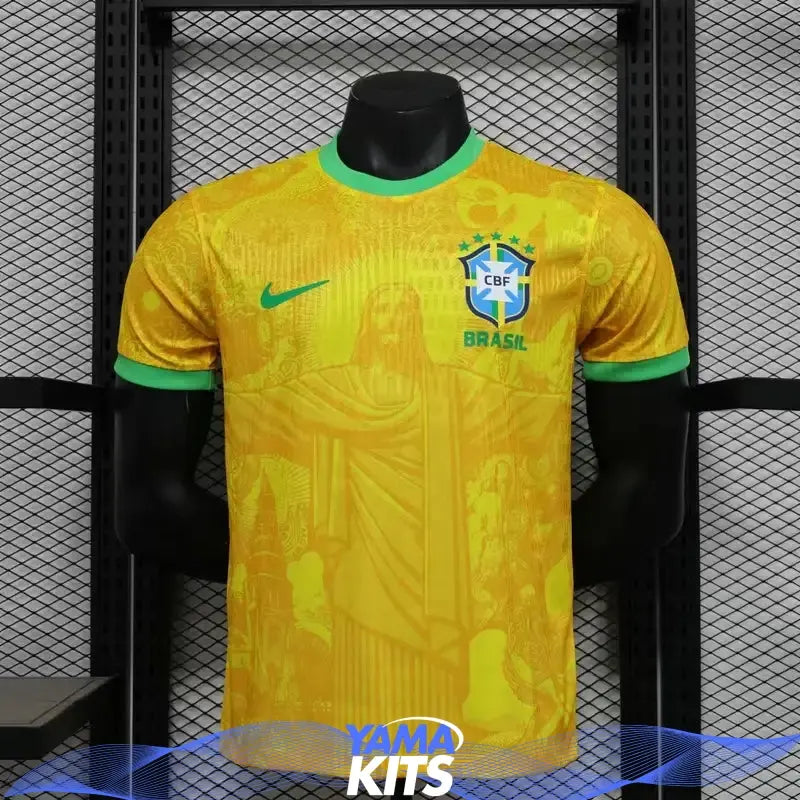 Maillot Brésil Concept jaune "Christ rédempteur" 2025/2025 Version Player YamaKits Foot