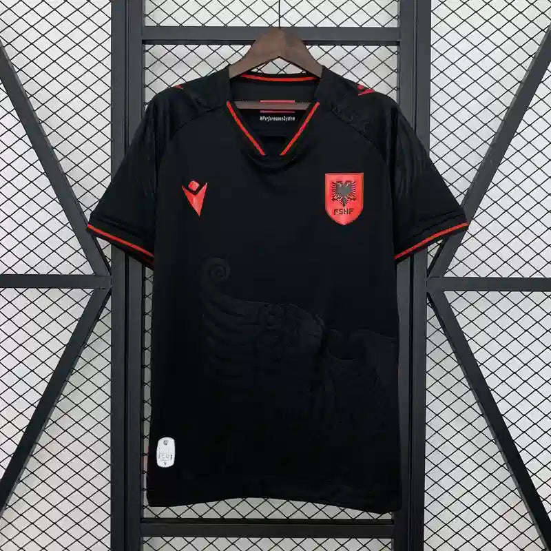 Maillot Albanie deuxième extérieur "Noir" 2025/2026 YamaKits Foot